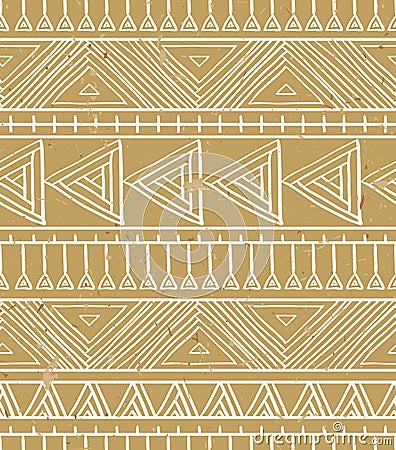 Abstract geometric seamless pattern. Aztec style pattern with triangle and line on the cardboard background. Cartoon Illustration