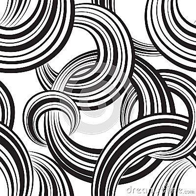 Abstract geometric seamless pattern. Bubble ornamental background. Circles. Wave striped loops Chaotic flow motion texture. Stock Photo