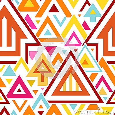 Abstract geometric seamless pattern with colorful triangles and lines Vector Illustration