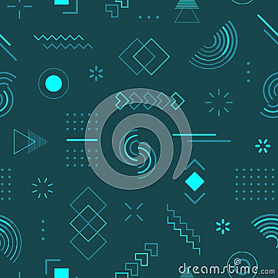Abstract geometric seamless pattern. Repeating geometry background. Memphis shape. Repeated cool school sample. Design prints Vector Illustration