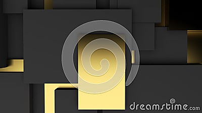 abstract geometric shape background black and gold squares Used in graphics or background images to add various messages.,3d Stock Photo
