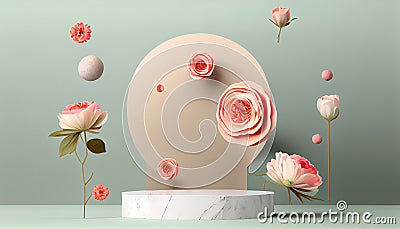 abstract geometric shape background modern minimalist mockup podium splay flower racked display design blank template empty object Stock Photo