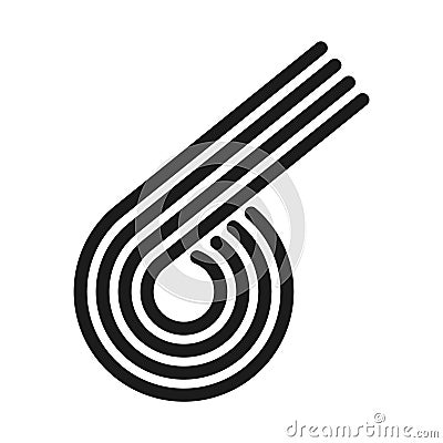Abstract geometric shape. Minimal circular pattern. Bold curved lines. Black vector design. Vector Illustration