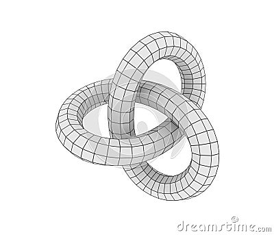 Abstract geometric shape with trefoil knot. Stock Photo