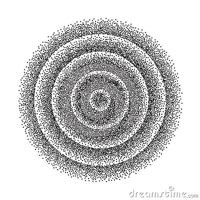 Abstract Geometric Shape Vector. Black Dotted Round Circle. Film Grain, Noise, Grunge Texture. Dotwork Engraving Vector Vector Illustration