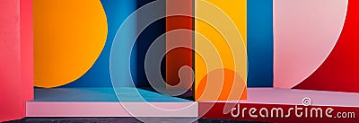abstract geometric shapes and bright colors, Generative AI Stock Photo