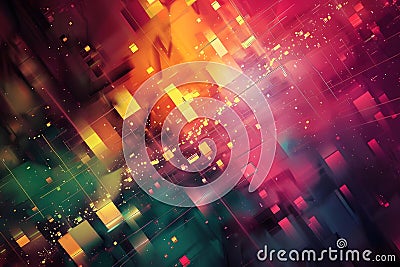 Abstract Geometric Shapes Intersect and Overlay, Creating Vibrant Color Combinations with Dynamic Movement and Ener Stock Photo