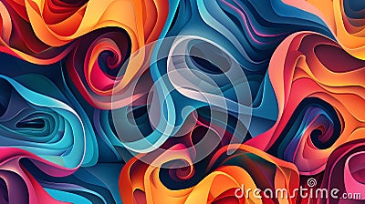 Abstract Geometric Shapes Intertwine in Colorful Artistic Background Stock Photo