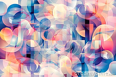 Abstract Geometric Shapes Intertwine and Overlap in a Kaleidoscope of Colors, Creating a Dynamic and Evocative Visu Stock Photo