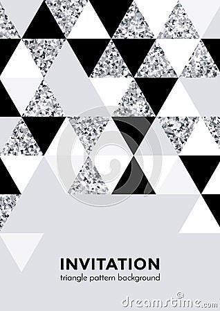 Abstract geometric silver pattern background for invitation card design template of triangle modern trendy silver elements. Vector Vector Illustration