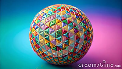 Abstract Geometric Sphere Pattern: A Vibrant Symphony of Color and Shape generative AI Stock Photo