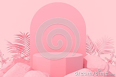 Abstract geometric Stone and Rock shape background, minimalist mockup for podium display or showcase, 3d rendering. Stock Photo