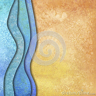 Abstract geometric summer watercolor sea waves and sand beach background Stock Photo