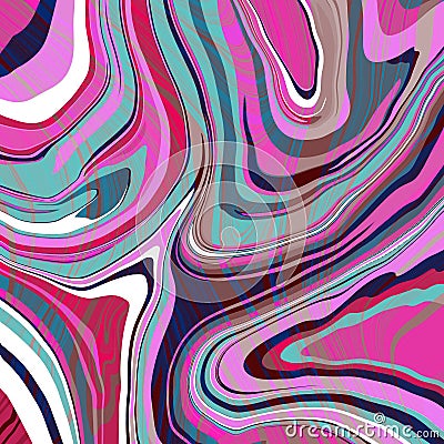 Abstract geometric swirl marble pattern with wavy curved stripes in bright green, pink -magenta and red tones Stock Photo