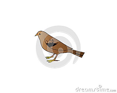 Abstract geometric symbol of brown sparrow. Silhouette of small passerine bird. Vector Illustration