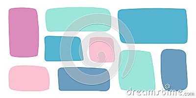 Abstract geometric text box. Empty doodle speech bubbled, rectangle simple highlights shapes, random form elements. Isolated. Vector Illustration
