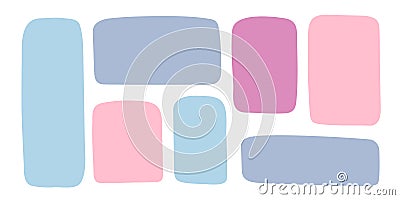 Abstract geometric text box. Empty doodle speech bubbled, rectangle simple highlights shapes, random form elements. Isolated. Vector Illustration
