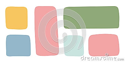 Abstract geometric text box. Empty doodle speech bubbled, rectangle simple highlights shapes, random form elements. Isolated. Vector Illustration