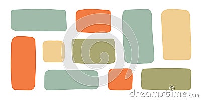 Abstract geometric text box. Empty doodle speech bubbled, rectangle simple highlights shapes, random form elements. Isolated. Vector Illustration