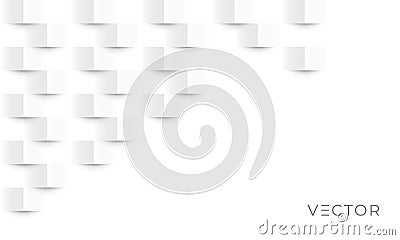 Abstract geometric texture background, white paper 3D fold pattern, vector. Modern graphic design, Geometric gray square texture Vector Illustration