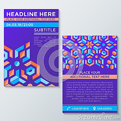 Abstract geometric violet red orange abstract flyer placard temp Vector Illustration