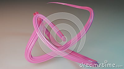 Abstract geometric wavy object with loops and spirals 3d illustration Cartoon Illustration