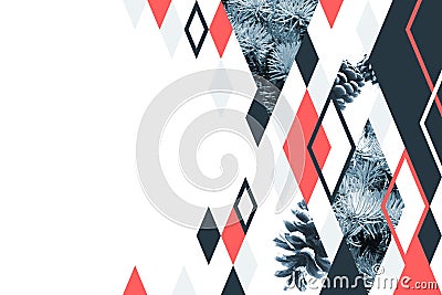 Abstract geometrical background with firtree collage Stock Photo