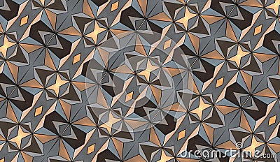 Abstract geometrical triangle gold like, grey, dark polygonal seamless pattern. For wall floor tiles, fabric. Stock Photo