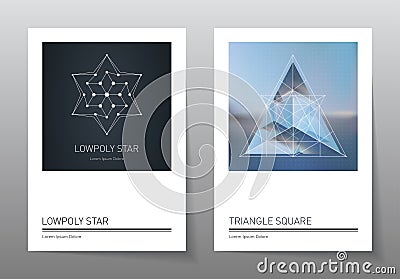 Abstract geometry backgrounds set. A4 format, vector templates. Vector Illustration