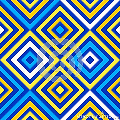 Abstract geometry, crazy colorful lines in blue and yellow colors, diamond shapes geo pattern Vector Illustration