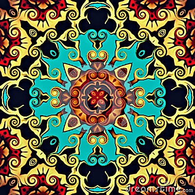 Abstract geometry of modern art. Mystical eastern mandala. floral kaleidoscope traditional design. Psychedelic symmetrical backgro Stock Photo