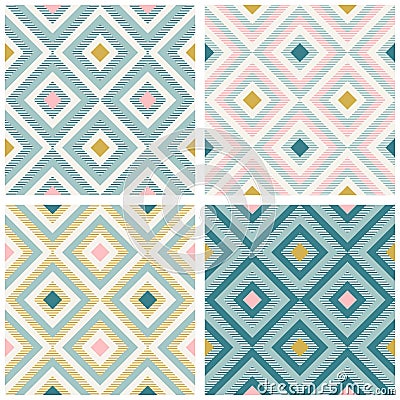 Abstract geometry in retro colors, diamond shapes geo pattern Vector Illustration