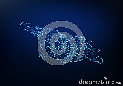 Abstract of georgia South Ossetia map network, internet and global connection concept, Wire Frame 3D mesh polygonal network line, Vector Illustration