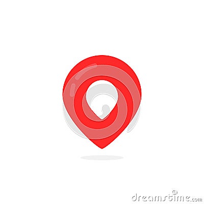 Abstract geotag logo and red map pin icon Vector Illustration