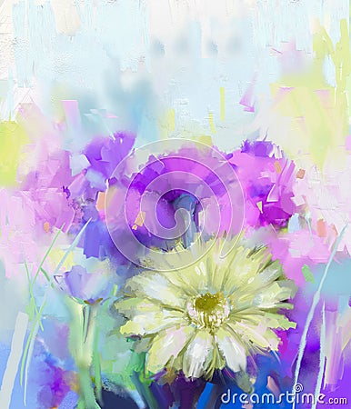 Abstract Gerbera Flower painting Stock Photo