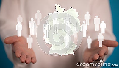 A Abstract of germany map network, internet and global connection concept, Wire Frame 3D mesh polygo Stock Photo