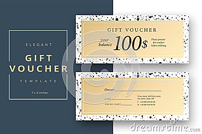 Abstract gift voucher card template. Modern discount coupon or c Vector Illustration