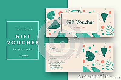 Abstract gift voucher card template. Modern discount coupon or c Vector Illustration