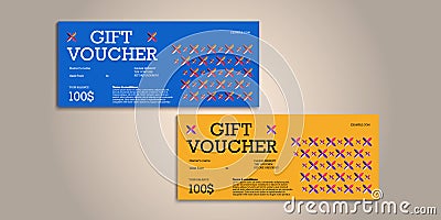 Abstract gift voucher card template. Modern discount coupon or certificate layout with geometric shape pattern. Vector fashion Vector Illustration