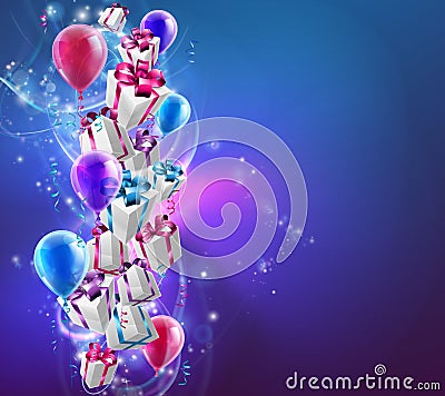 Abstract gifts and balloons background Vector Illustration