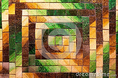 Abstract glass mosaic background green brown tone Stock Photo