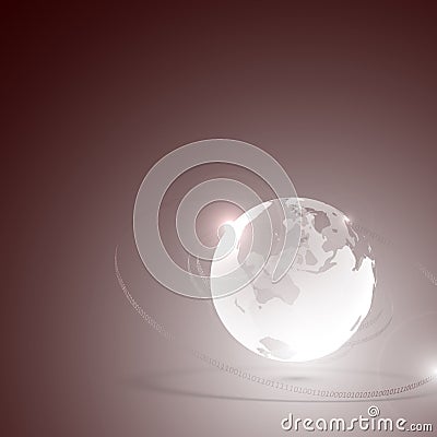 Abstract Glass Planet Earth and Binary Code. Vector Illustration