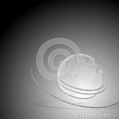 Abstract Glass Planet Earth and Binary Code. Vector Illustration