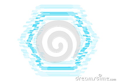 Abstract glitch effect blue grunge hexagon background Vector Illustration