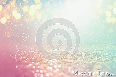 Abstract glitter silver, purple, blue and gold lights background. de-focused Stock Photo