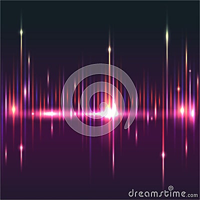 Abstract glitter sound waves light equaliser with stars . Vector Illustration