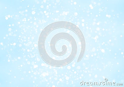 Abstract glitter white circles shape bokeh on light blue background. Stock Photo