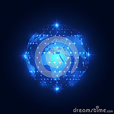 Abstract global network technology background, vector Vector Illustration