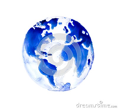 Abstract Globe, brushes and palette, Watercolour textured collection. Stock Photo