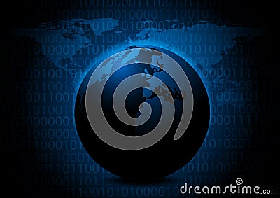 Abstract globe with digital code background vector illustration some of this image furnished by NASA Vector Illustration